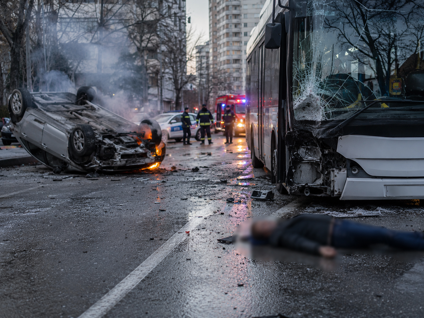 Gritty Urban Crash Aftermath