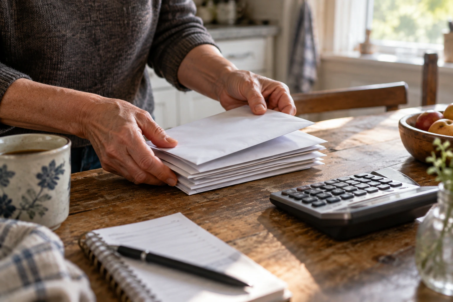 Hands with envelopes