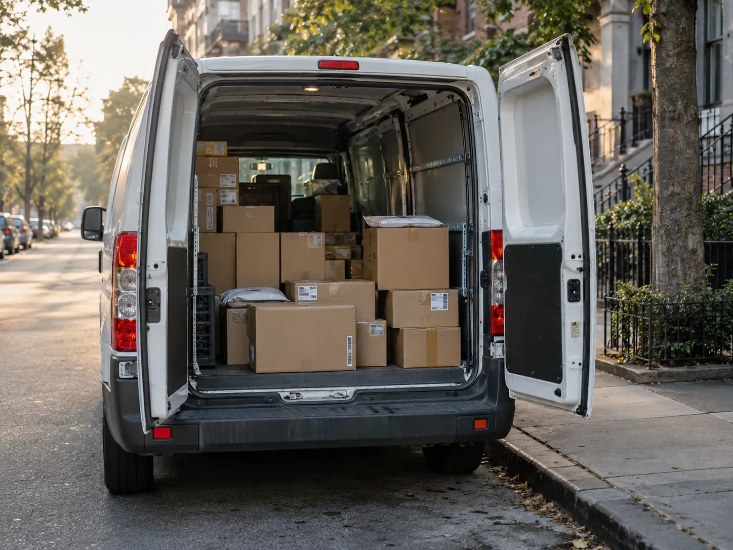 Delivery driver loading parcels in New York