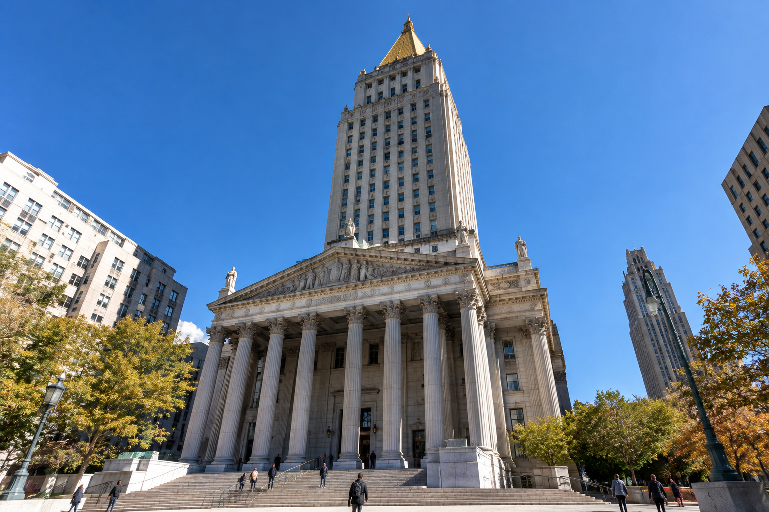 Thurgood Marshall federal courthouse at Foley Square on a sunny day